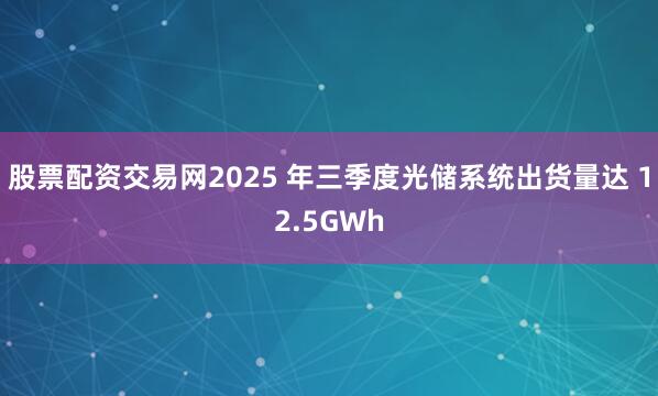 股票配资交易网2025 年三季度光储系统出货量达 12.5GWh